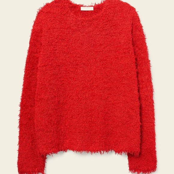 MANSUR GAVRIEL fuzzy faux-fur silk red sweater - Picture 5 of 10
